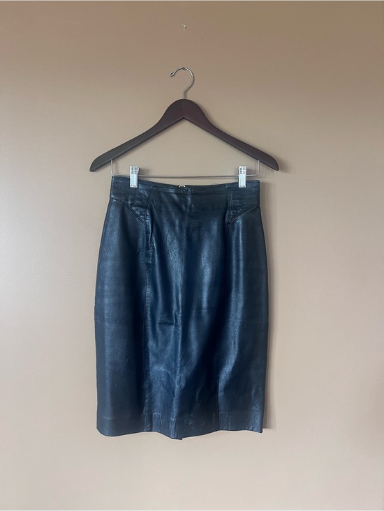 Vintage Dresses & Skirts - Vintage Black Leather Pencil Skirt